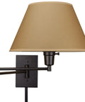 15 Inch Dope Modern Swing Arm Wall Sconce With Opaque Empire Shade, 2-In-1 Plug In Or Hardwired, 3-Way Switch, Black Finish