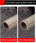Comparison of PVC pipe before and after threading using 2Pcs Dual-Function Pipe Threading Tool Set For 1/2 And 3/4 Inch Pvc Plastic Pipes Electric Drill Compatible Internal External Thread Cutter Kit Home Repair Project Essential Gear.