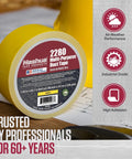 Yellow 2280 Multi-Purpose Duct Tape roll on table, industrial grade, all-weather, high adhesion, trusted by professionals.