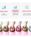 Cat Eye Gel Nail Polish Set HEMA Free Cruelty Free Vegan Soak Off UV LED Gel Manicure Kit non-toxic and long-lasting