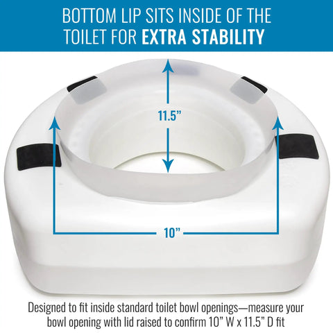 5 Inch Elevated Toilet Seat Riser For Seniors With Round Bowl Slip Resistant Pads Cushioned Comfort Easy Sit To Stand Boost Stable Design FSA HSA Eligible