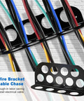 Hadwoer Cable Chase Wire Bracket 10 Pack NM Cable Organizer With 13 Holes for organizing multiple colored wires on a wall.