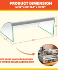 Hot Dog Roller Cover With Tempered Glass Sneeze Guard For Nine Roller Hot Dog Machine dimensions and usage diagram