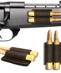 Two Round Rifle Cartridge Holder with Hook And Loop Fastener and Adhesive Backing for Buttstock or Side Mount