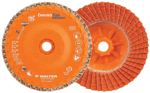 Enduro-Flex Stainless Flap Disc Ceramic Abrasive 4-1/2 Inch Diameter 7/8 Inch Arbor Grit 40 Pack Of 10, orange and textured
