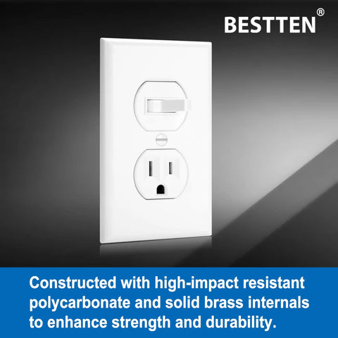 Front view of Two Pack Combo Toggle Light Switch And Duplex Outlet, Single Pole Wall Switch With Grounded Receptacle, 15 Amp 125V.