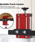 Heavy Duty Cabinet Door Mounting Jig, Bullseye Ready Frameless Or Framed Installation Locator close-up showing adjustable punch locator features.