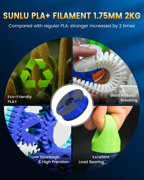 Upgrade PLA Plus 2.0 Filament Bundle 4 Spools 4 Kg Total 1 Kg Each 1.75 Mm Black Higher Toughness Than Standard PLA Plus