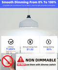 Bright A19 LED Light Bulbs 60W Equivalent 9W Soft White 2700K 800 Lumens E26 Base Non Dimmable UL Listed warning sign