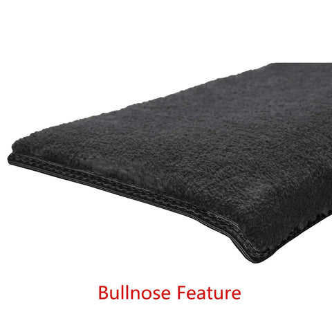 Close-up of Bullnose Carpet Stair Treads 14 Piece Indoor Set Soft Non Slip Self Adhesive Stair Protectors Pet Friendly Rugs Covers Mats