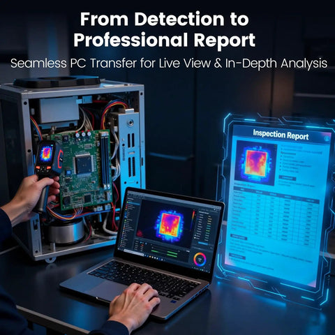 Go-To Handheld Thermal Camera With 512x384 Thermal Resolution And 256x192 IR, 25Hz Frame Rate, 3.5 Inch Screen in use with PC