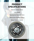 Close-up of black rubber wheel with metal center, part of Heavy Duty Suitcase Wheels Replacement Set With Tough Rubber 360 Swivel Casters.