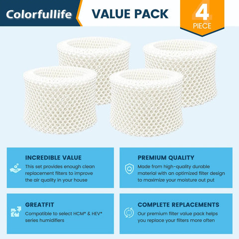 4 Pack Humidifier Wick Filters For Honeywell HAC-504 And HAC-504AW Replacement Filter A shown with key features