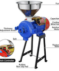High Power 3000W Electric Grain Grinder Mill For Dry Cereals And Grains, 110V, with labeled parts, funnel, and motor