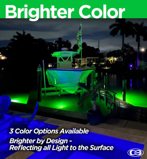 Hella Bright Green Underwater Dock Light Providing Killer HID Beam For Epic Nighttime Fishing And Slick Submersible Illumination Zero Hassle Install With Swappable Lens And Rugged Marine Design illuminating a dock at night.