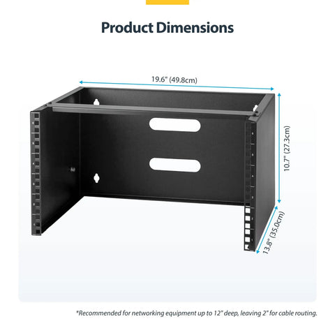 Heavy Duty 6U Wall Mount Network Rack With 19 Inch Width And 14 Inch Depth Rock Solid Construction For Switches Routers Cabling Equipment Ships Totally Pre Assembled So You Can Mount It No Sweat