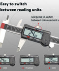 Six Inch Digital Caliper With Stainless Steel Body, Pro Grade Precision Micrometer Caliper for Inches, Millimeters, and Fractions