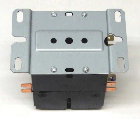 Heavy Duty 3 Pole Magnetic Definite Purpose Contactor Rated For 40 Amp Fla And 50 Amp Resistive Loads Perfect For HVAC Systems And Commercial Kitchen Equipment With Rock Solid 240 Volt Coil showing top view with terminals and mounting brackets.