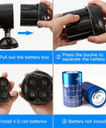 Motion Sensor Outdoor Lights Cordless Battery Powered Two Pack with 1000LM LED Security Light battery installation guide.