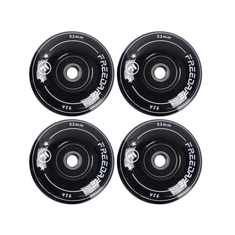 52mm Skateboard Wheels With Bearings And Preinstalled Spacers 90A Black Polyurethane Pack Of 4 for beginners, top view
