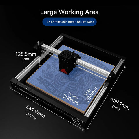 Swift 12W Laser Engraver And Cutter For Wood Metal Dark Acrylic With Pro Grade 0.06x0.08mm Precision showing 300x300mm working area