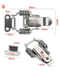 Heavy Duty Stainless Steel Toggle Latches Set With Spring Loaded Draw Latch Clips And Hasps for Suitcases Boxes Tool Chests, dimensions shown.