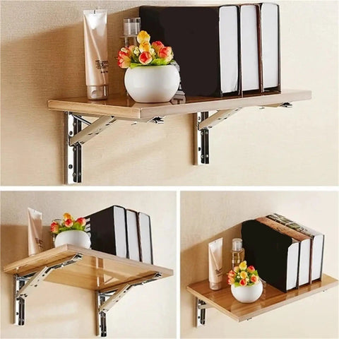 Four Pack Triangle Folding Brackets Built Tough Floating Shelf Support For Wall Mounted Benches And Tables Ideal Space Saving Hardware