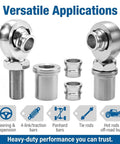 Beefy Heavy Duty Seven Eighths Inch UNC Fourteen Thread Heim Joint Rod End Kit For Steering And Suspension Fits One Point Five Inch Tubing Includes Spacers And Lock Nuts Steel Construction Delivers Reliable Long Term Performance, steel rod ends with spacers