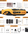 Powerful Rotary Tool Kit With 6 Variable Speeds From 10000 To 35000 RPM Large LED Display Flex Shaft Carrying Case accessories