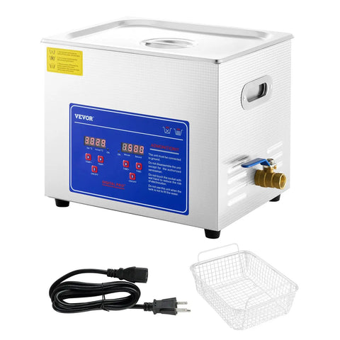10L Pro-Grade Ultrasonic Cleaning System for Jewelry, Dentures, Instruments and Industrial Parts Stainless Steel Tank with Digital Timer