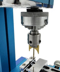 Slick Mini Milling Machine With 20000 RPM Motor, Heavy Duty 3 Axis Benchtop Drill Press For Metal And Wood Projects, 60 Watt Precision Tool showing a close-up of the dual jaw chuck.