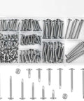 145 Pieces Self Tapping Screws For Metal Kit In 410 Stainless Steel Rust Resistant Six Sizes From One Half Inch To Two Inches