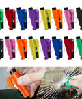 JINRUITOP 16-pack car escape keychains with 3-in-1 glass breaker, seat belt cutter, and whistle, in assorted colors