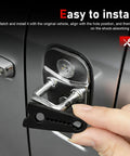 Heavy Duty Silicone Car Door Shock Absorber Pads To Ditch Door Smacks For Smooth Quick Closures Universal Noise Dampening Auto Silencer Fits Sedans Suvs And Trucks Quiet Rubber Buffer Black 4 Pack being installed on door latch.