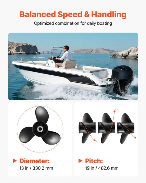 Upgrade Aluminum Outboard Propeller For Mercury Engines 40 140 HP 15 Spline 3 Blade Right Hand Rotation Gearcase 4 Inch Beefy OEM Replacement Boat Prop Direct Fit For Easy Install And Long Lasting Performance