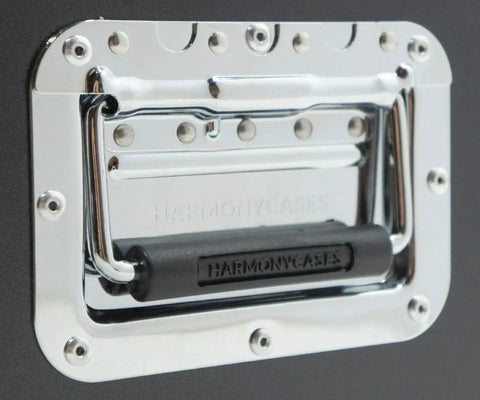 Chrome latch detail of Midsize Drum Hardware Case Heavy Duty Hard Shell Utility Tote for Serious Gear Hauling.