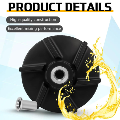 Magnetic impeller and bearing sleeve, black plastic with central bore; front view shows silver bearing sleeve (two-piece set).