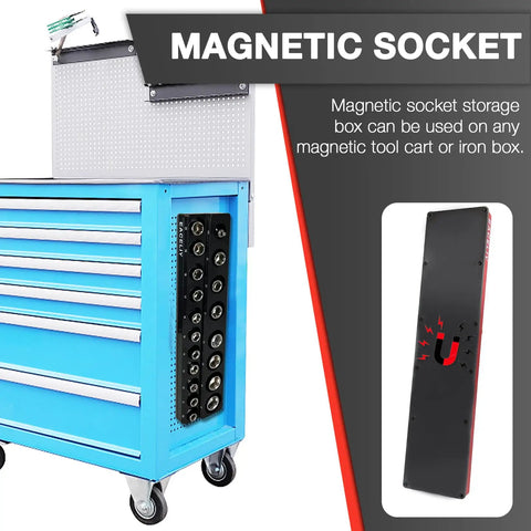 Shop Pro Magnetic Socket Organizer Set Keeps Your Setup Tidy Stores Up To Seventy Five Metric Sockets In 1/4 1/2 And 3/8 Sizes Black Abs Frame Oil Resistant Heavy Duty Solution
