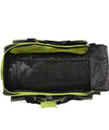 Open interior of Neon Lime 22 Inch Lightweight Carry On Rolling Duffel Bag with In Line Skate Wheels for On The Go Travel.