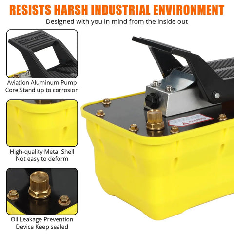 No Sweat Heavy Duty 10000 Psi Air Hydraulic Pump With 2.3L Half Gallon Tank, 3/8 Inch Outlet, 1/4 Inch Inlet, 6.6 Foot Hose, Killer Shop Press And Automotive Workhorse
