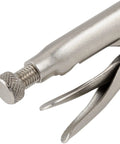 Close-up of Two Pack 18 Inch C Clamp Locking Pliers With Swivel Pads For Welding And Woodworking, showing trigger release and adjustment knob.