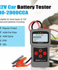12V 24V Battery Tester For Cars And Light Trucks Cranking And Charging Checker 40 2000 CCA Range Tests Flooded AGM Gel Batteries Shows SOH And Alternator Health Auto Battery Analyzer Tool, handheld with clamps
