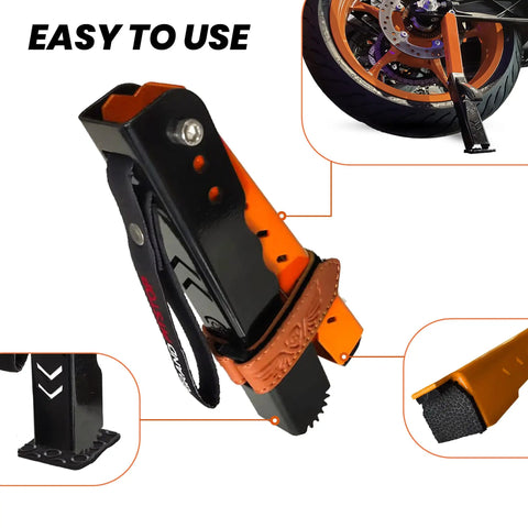 Portable Motorcycle Maintenance Stand With Adjustable Height Lift For Chain Cleaning And Lubrication, Easy To Use, Compact Moto Jack