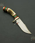 Beefy Stainless Steel Fixed Blade Knife With Wood Bolster Handle And Leather Sheath 8 Inch Overall 4 Inch Blade For Outdoor Camping