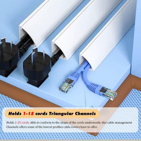 Exterior Waterproof Cable Raceway Kit For 6 Cables No Drill Self Adhesive Cord Protector showing cables organized.