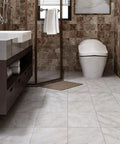 Bathroom with Peel And Stick Marble Look Vinyl Floor Tiles 12x12 Inch 32-Pack Waterproof Removable Floor Tiles 0.06in thick