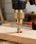 Grab These 11 Piece High Precision Copper Collet Chuck For Your Rotary Tool! Power drill using collet chuck on wood surface.