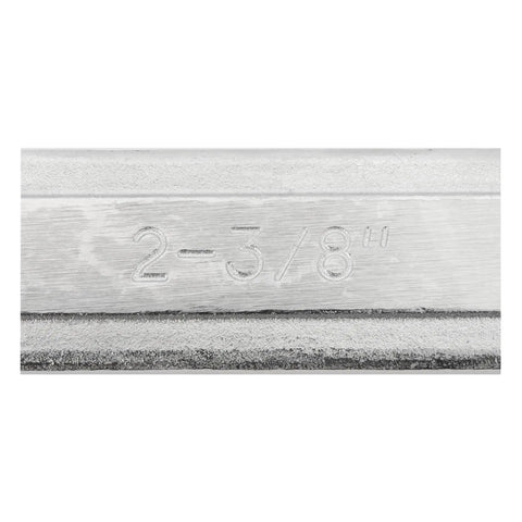 Close-up of "2-3/8" marking on 12 Point Two And Three Eighths Inch Combo Wrench With Satin Chrome Finish Drop Forged Hardened Chrome Alloy Steel Box Ends