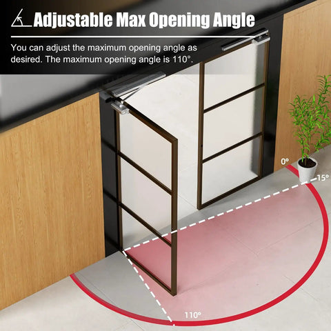 Adjustable Universal Hands Free Automatic Door Closer With Hydraulic System For High Traffic Doors max opening angle display