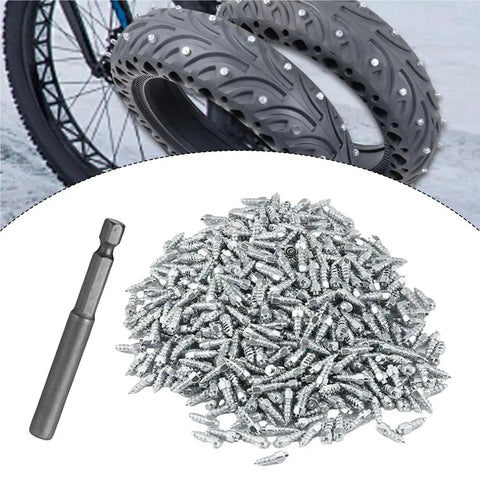 Super Grip Winter Tire Spikes For Car Suv Atv Heavy Duty Alloy Studs Angled Multi-Edge Contact Design For Maximum Traction On Ice And Snow Slushy Roads Reliable Safety And Smooth Handling In Frigid Conditions; tire studs and install tool